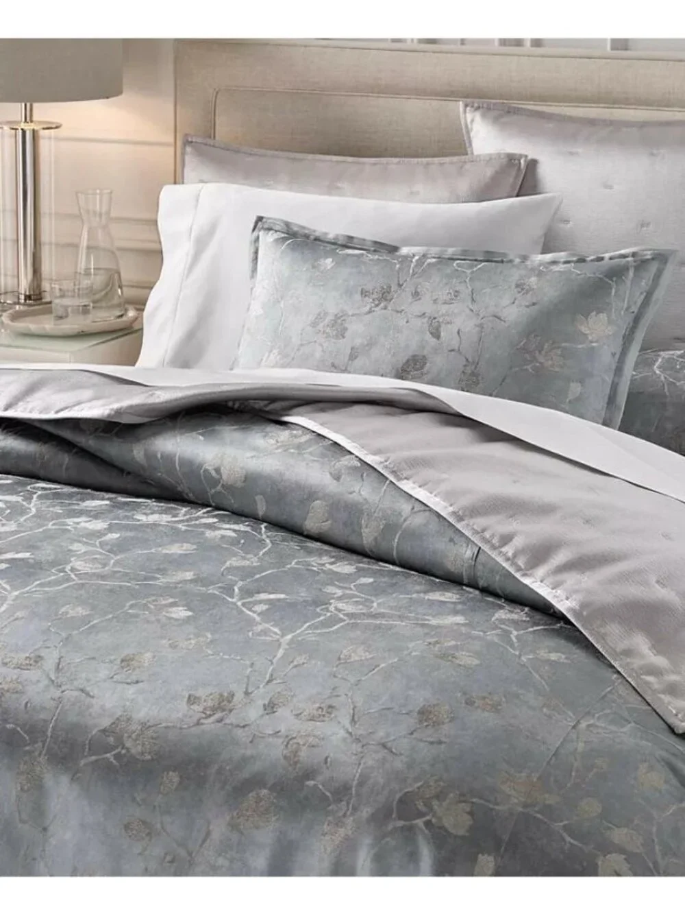 Hotel Collection Sakura Blossom Comforter Set King Slate Blue New $625
